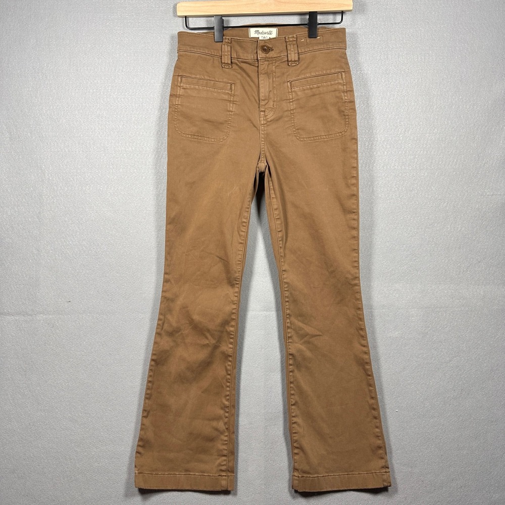 Madewell High Rise Kick Out Brown Stretch Patch Pocket Flare Pants Size 26